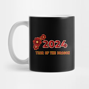 2024 Year of the Dragon Red and Flowers Mug